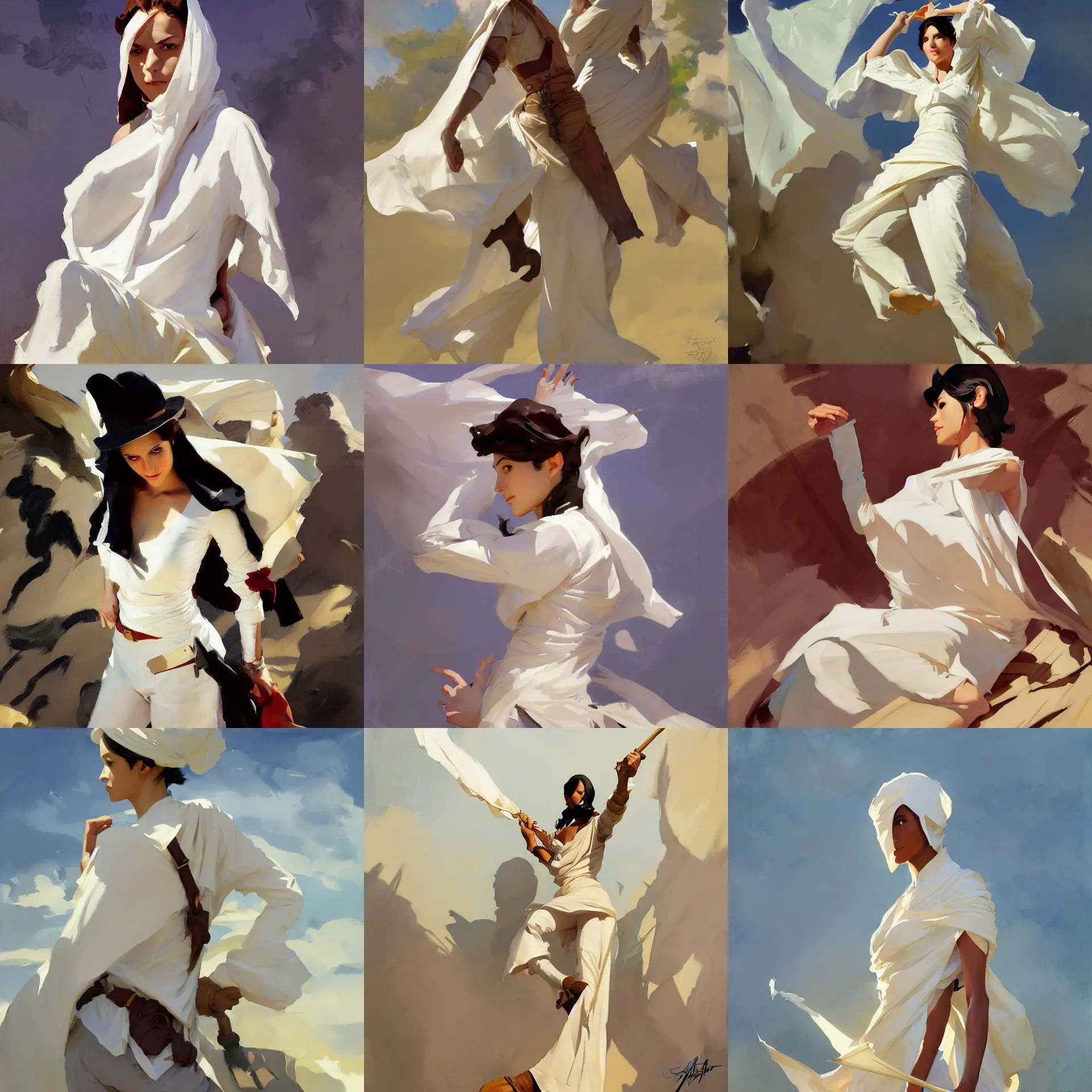 Image similar to white cloth fabric jodhpurs greg manchess painting by sargent and leyendecker, studio ghibli, fantasy, medium shot, asymmetrical, intricate, elegant, matte painting, illustration, hearthstone, by greg rutkowski, by greg tocchini, by james gilleard, by joe fenton