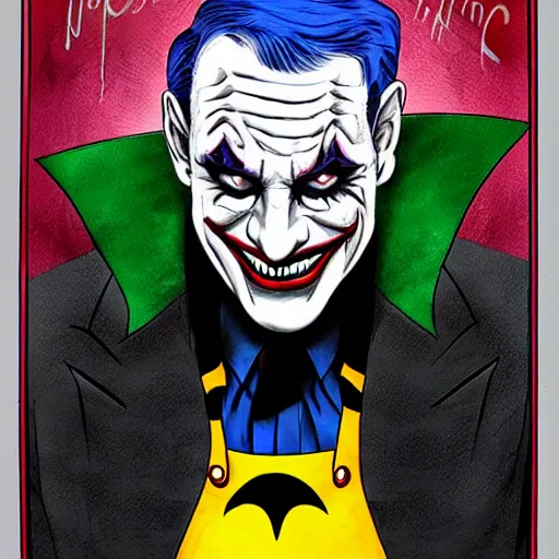 Prompt: portrait of Benjamin Netanyahu as the Joker by Jim Lee