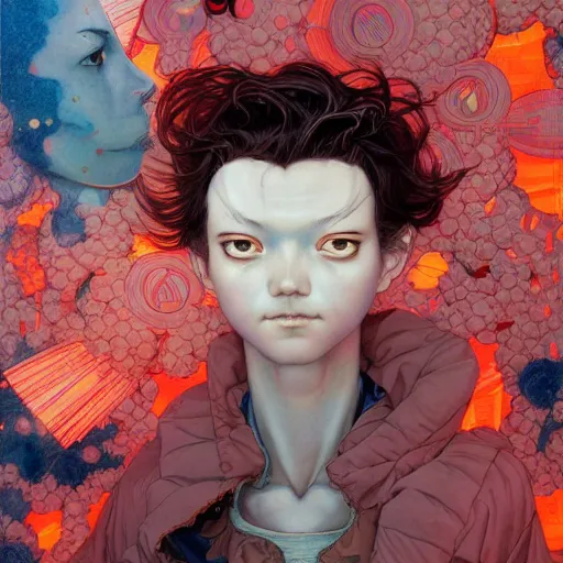 Image similar to prompt : figurative unique portrait soft light painted by james jean and katsuhiro otomo and erik jones, inspired by akira anime, smooth face feature, intricate oil painting, high detail illustration, sharp high detail, manga and anime 1 9 9 9