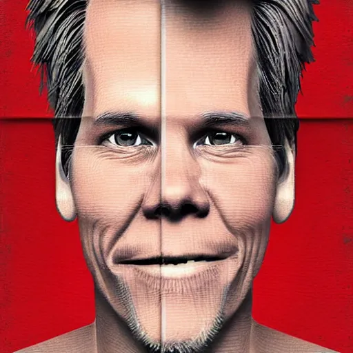 Image similar to ultra detailed kevin bacon on a slice of bacon in a hamburger rendered by octane digital painting inspired by arcimboldo