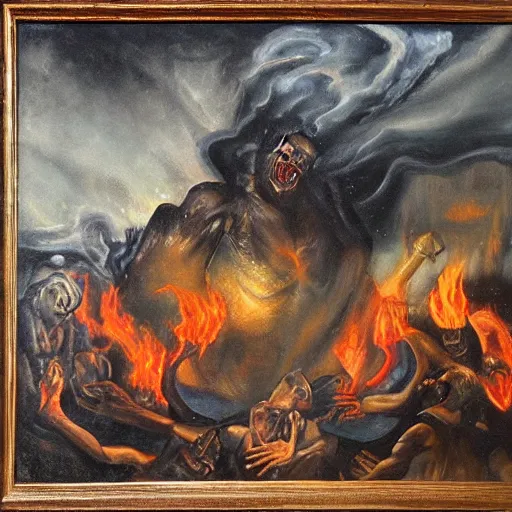 Image similar to oil in canvas of hell