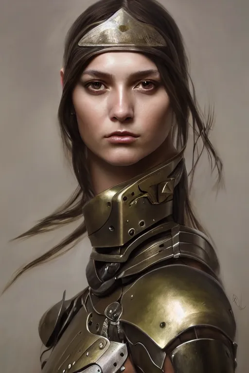 Prompt: a photorealistic painting of an attractive young girl, partially clothed in metal-plated battle armor, olive skin, long dark hair, beautiful bone structure, symmetrical face, perfect eyes, intricate, elegant, digital painting, concept art, illustration, sharp focus, minimal artifacts, from Metal Gear, in the style of Ruan Jia and Mandy Jurgens, by Greg Rutkowski, trending on Artstation, award winning