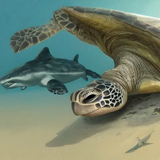 Image similar to turtle kills shark profile picture geog darrow greg rutkowski