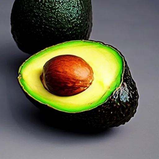 Image similar to an avocado sliced in half. the middle of the avocado resembles chuck norris