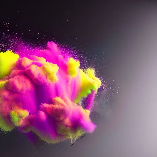 Image similar to color powder explosion on black background, octane render, artstation, vfx
