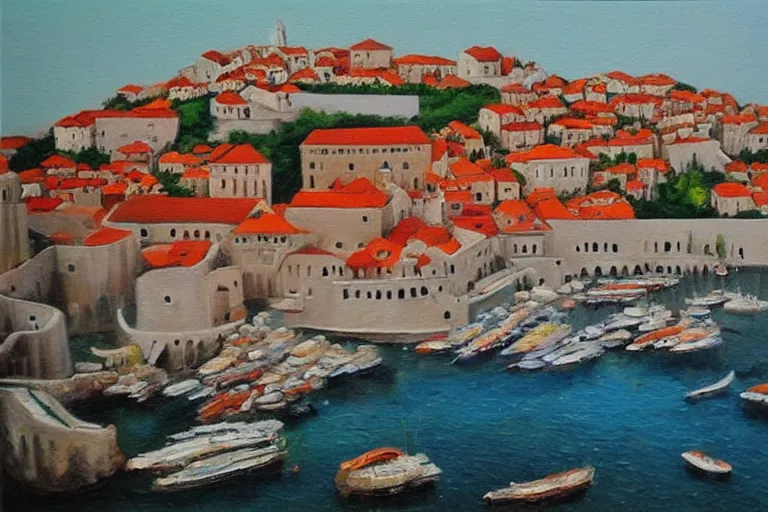 Image similar to dubrovnik, oil painting, oil in canvas, old painting