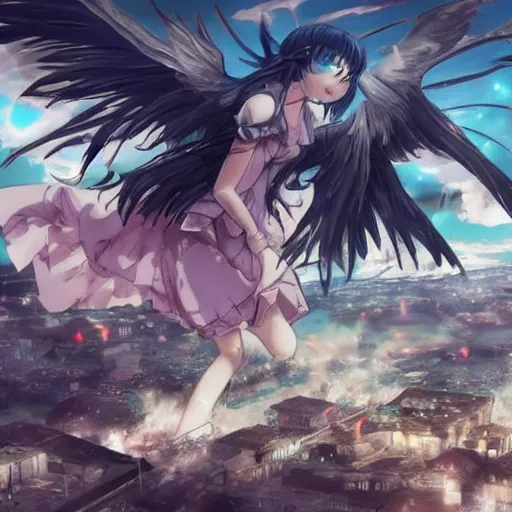 Cute Anime Girl With Wings Wallpaper Download | MobCup-demhanvico.com.vn