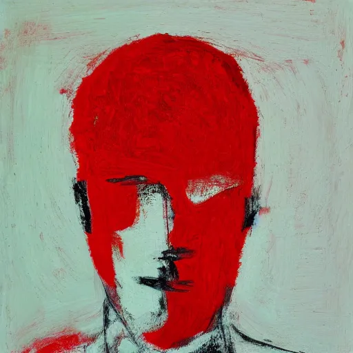 Prompt: a red headed man, abstract expressionism, art, portrait,