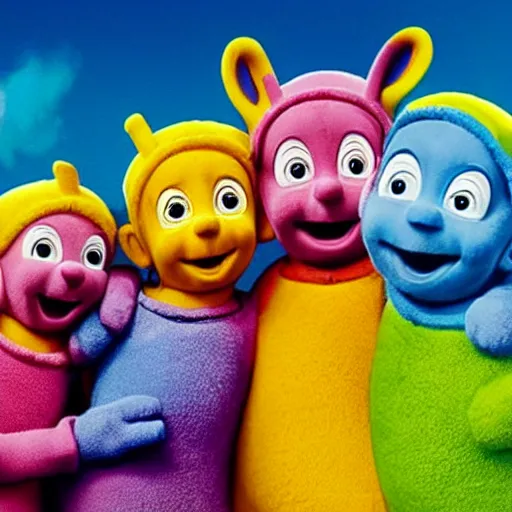 Prompt: teletubbies smurfs