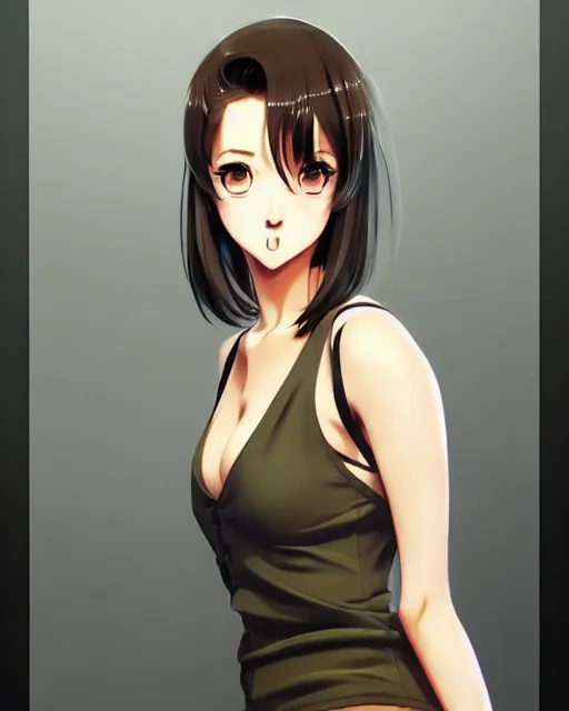 Prompt: cute girl wearing tank suit, seductive pose and smile. | very very anime!!!, fine - face, audrey plaza, realistic shaded perfect face, fine details. anime. realistic shaded lighting poster by ilya kuvshinov katsuhiro otomo ghost, magali villeneuve, artgerm, jeremy lipkin and michael garmash and rob rey