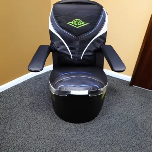 Image similar to gaming chair as toilet