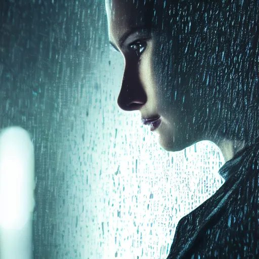 Image similar to cinestill 5 0 d candid photographic portrait by jean - luc godard of a retro - futurist android, closeup, modern cyberpunk moody emotional cinematic, pouring rain menacing lights shadows, 8 k, hd, high resolution, 3 5 mm, f / 3 2, ultra realistic faces, ex machina, blur, unframed