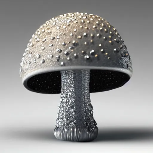 Prompt: a mushroom made of diamond crystals, sharp, Ridgid, shiny, sparkly, unreal engine