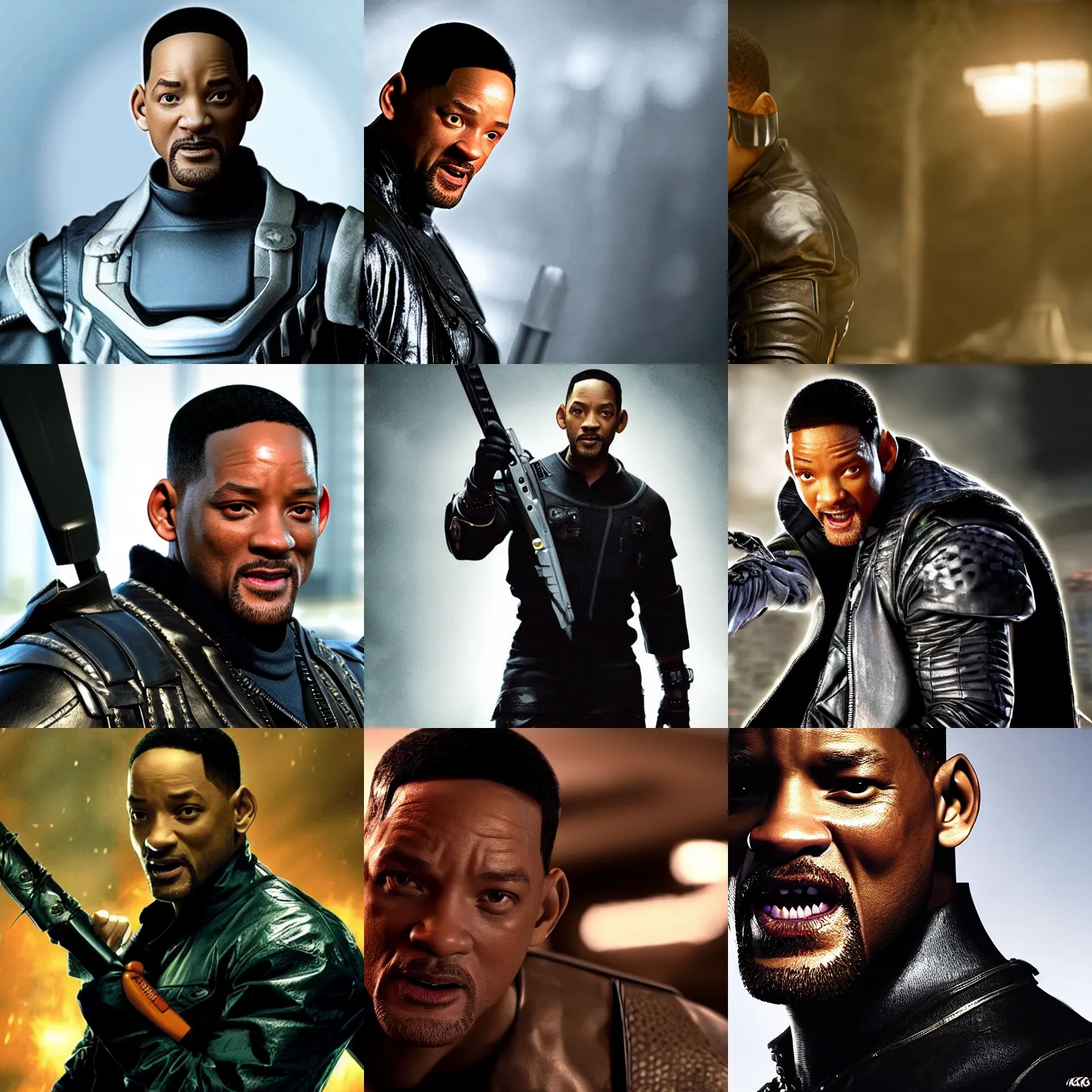 Prompt: A still of Will Smith as Blade, award winning photo, unreal engine, highly detailed features