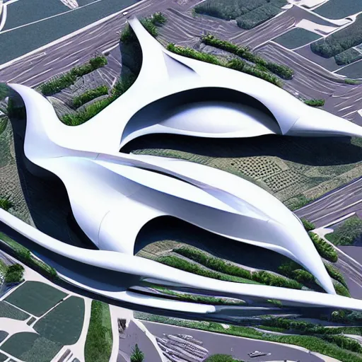 Prompt: LaGuardia if it were designed by zaha hadid