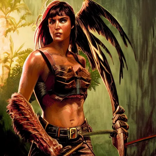 Image similar to Kate Bishop from Hawkman series is in Predator, cinematic,hyper detailed concept art,8k,