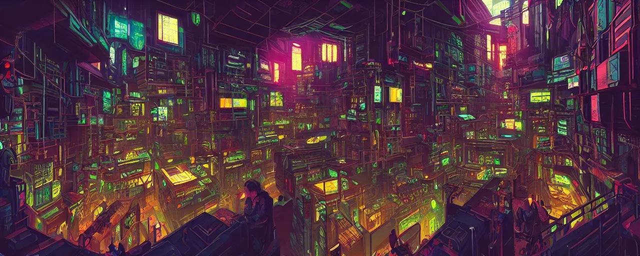 Image similar to A cyberpunk jail, by Naomi Okubo, landscape, dramatic lighting, high contrast colors, panoramic view, as trending on Artstation, highly detailed,