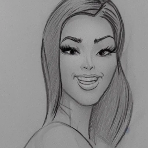 Image similar to milt kahl pencil sketch of kim kardashian