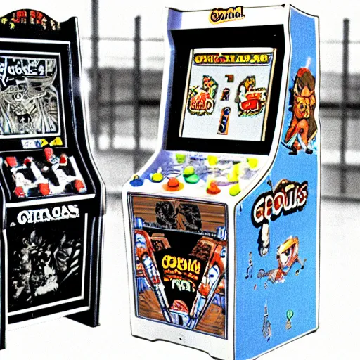 Prompt: ghost and goblins arcade game in 1978