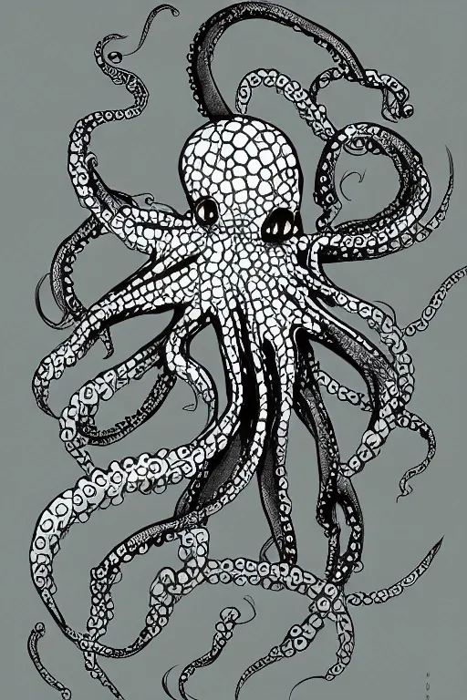 Image similar to professional anime rendering of an octopus dressed as a ninja. intricate, anime manga style, trending on art statio.