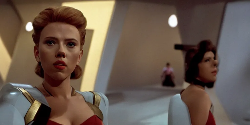 Prompt: Scarlett Johansson in a scene from Star Trek the original series