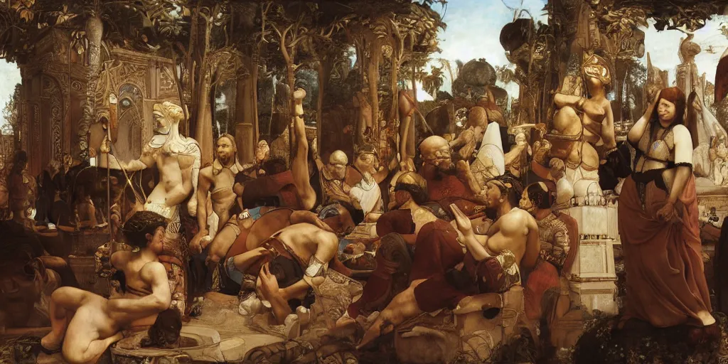 Prompt: masterpiece mnemonics of Mesopotamian lie, by Edgar Maxence and Ross Tran and Michael Whelan and Da Vinci and Caravaggio and J.M.W Turner and Bruegel intricate line drawings, cinematic, establishing shot, 4k resolution,
