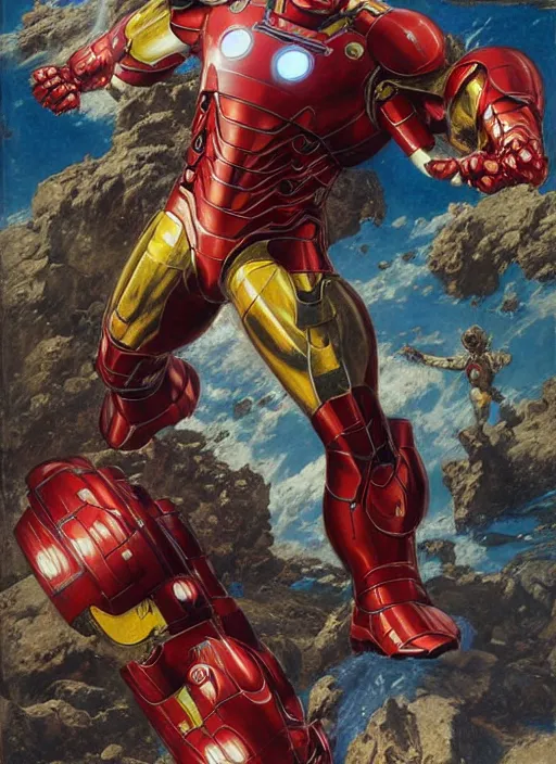 Prompt: brock lesnar as iron man, dynamic action, by lawrence alma tadema and zdzislaw beksinski and norman rockwell and jack kirby and tom lovell and greg staples
