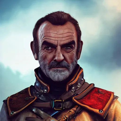 Prompt: sean connery the assassin, assassin's creed, headshot, steampunk, unreal engine, c 4 d, maya, smooth, natural background, cinematic lighting, 8 k, ink painting, artstation, concept art, aesthetic