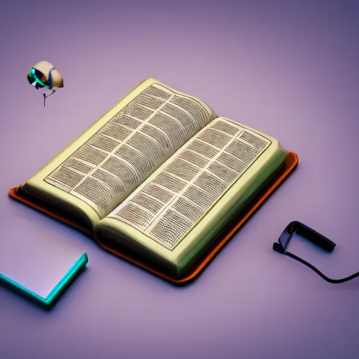 Image similar to bible, futuristic, techno, cyberpunk, product design, 3 d render, 3 d concept, isometric design, fun, swag, cute