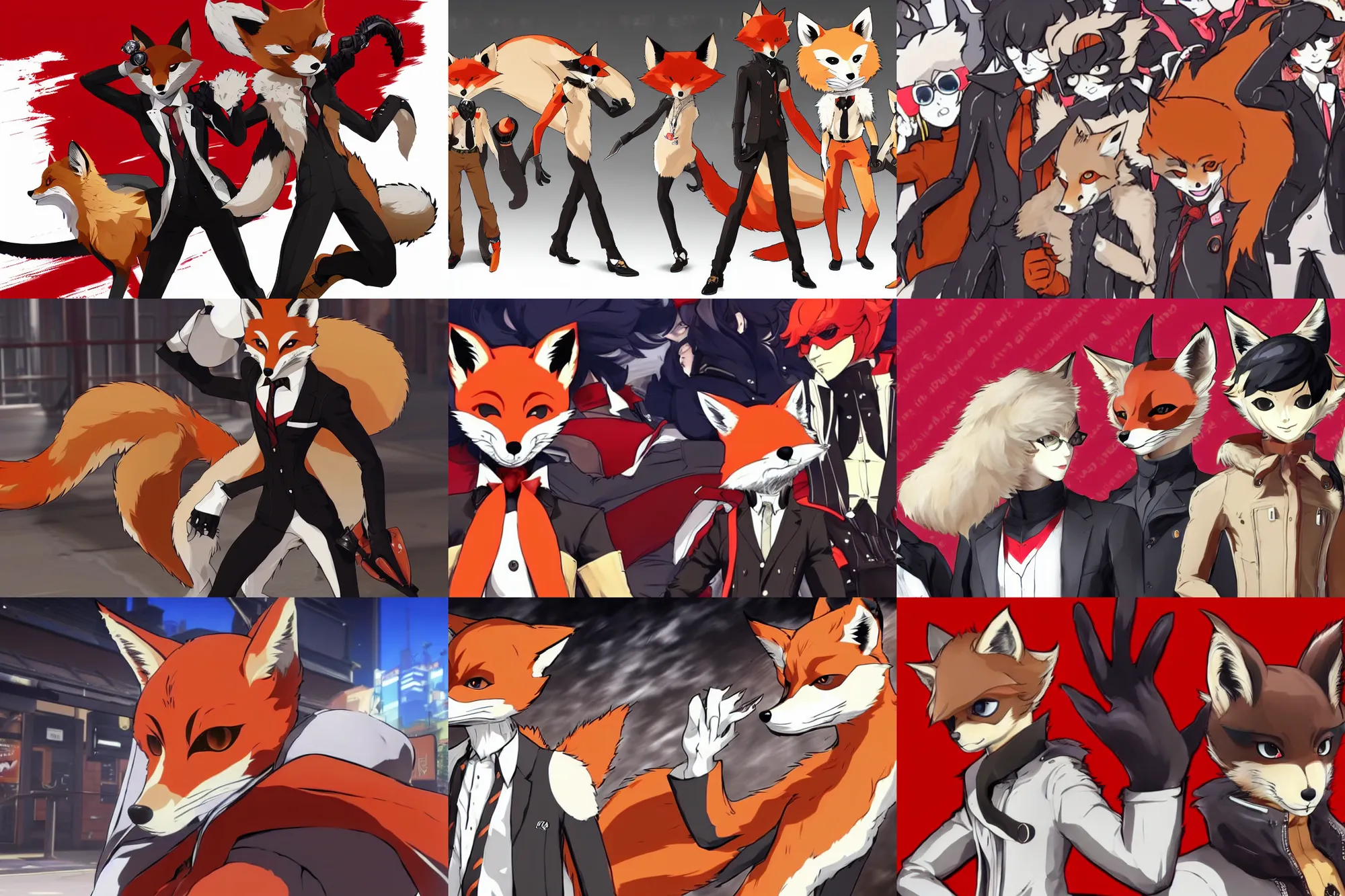 Image similar to a furry tan male fox on a persona 5 : royal ( by atlus ) video game splash screen, a furry male sandy sand - colored beige tan fur fox fursona ( has light brown hair ), persona 5 phantom thief style