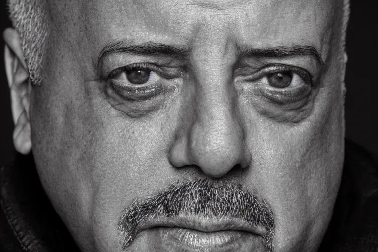 Image similar to Mug Shot of Billy Joel, screen light, sharp, detailed face, photo, focus