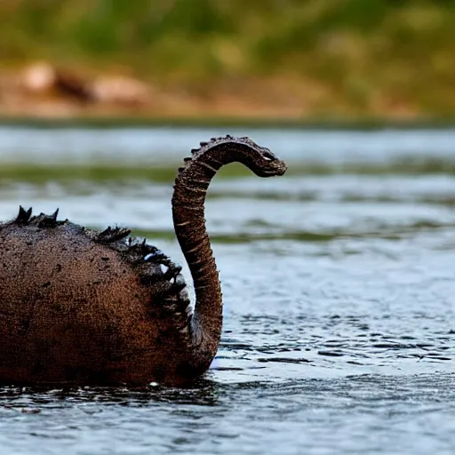 Prompt: pulitzer prize winning national geographic photo of a cute tiny baby loch ness monster