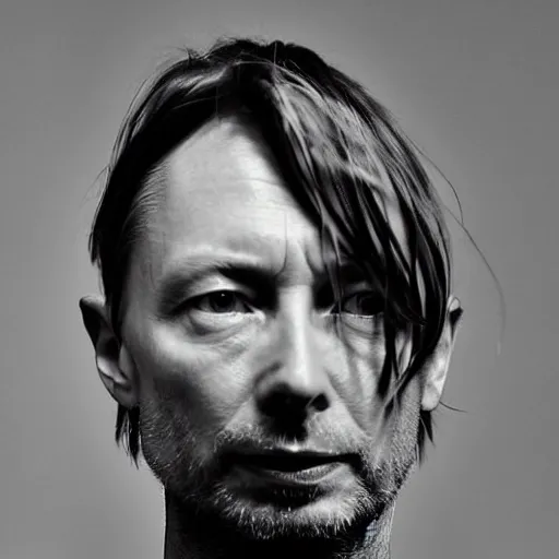 Prompt: Thom Yorke singer Radiohead frontman singer, ultrafine detail, chiaroscuro, private press, associated press photo, angelic photograph, masterpiece