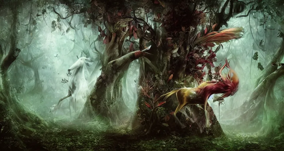 Prompt: Enchanted and magic forest, by ryohei hase