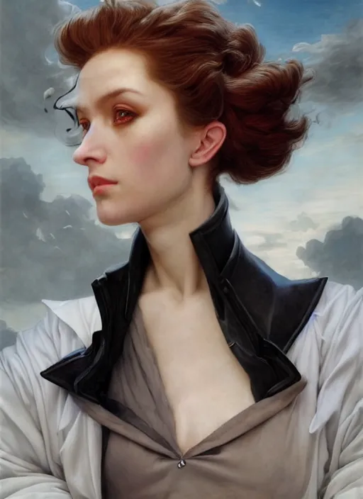 Prompt: doctor demon half human, elegant, wearing a bomber jacket, armor, hyper realistic, white horns, extremely detailed, dnd character art portrait, fantasy art,, dramatic lighting, vivid colors, artstation, by edgar maxence and caravaggio and michael whelan and delacroix, lois van baarle and bouguereau
