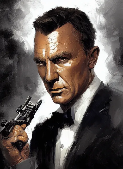 Image similar to Portrait James Bond, marvel comics, dark, intricate, highly detailed, smooth, artstation, digital illustration by Ruan Jia and Mandy Jurgens and Artgerm and Wayne Barlowe and Greg Rutkowski and Frank Frazetta