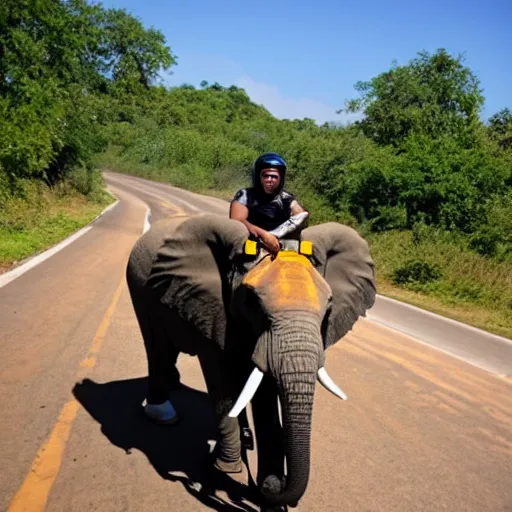 Prompt: elephant riding a motorcycle