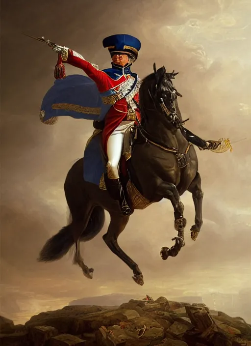 Image similar to grandiose epic portrait of napoleon bonaparte, french emperor, detailed painting, modern arstation style, 4 k, greg rutkowski, magalie villeneuve