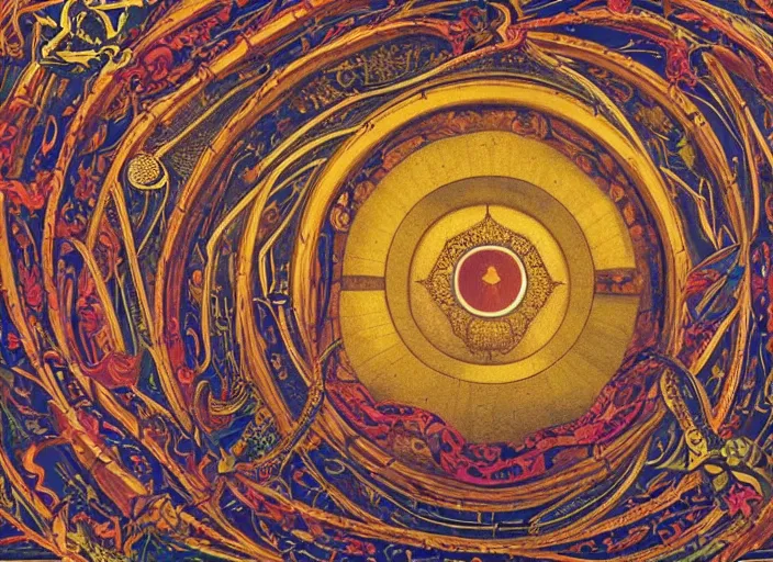 Image similar to the ouroboros of infinite flower universes, by paolo uccello, dichromatism, paradox, volumetric light, insanely detailed and intricate, hypermaximalist, warm colors, dramatic lighting, smooth, sharp focus, extremely detailed, aesthetically pleasing composition