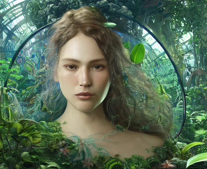 Image similar to transparent clear see - through portrait of mollusks, lush botany, orchids, ferns, garden environment, ultra realistic, concept art, art nouveau, photorealistic, octane render, 8 k, unreal engine. art by gustave dore and nori inoguchi and sam kaplan and zachary goulko and christopher marley and artgerm and alphonse mucha