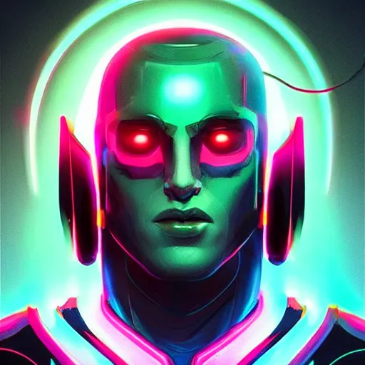 Prompt: “ Neon hero by concept art, sci-fi , highly detailed face and eyes, mythologic figures, night background, illumination, focus shot, Artstation HD”