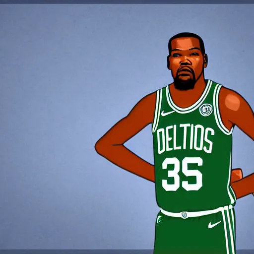 Prompt: Kevin Durant in a Celtics Uniform Digital Art