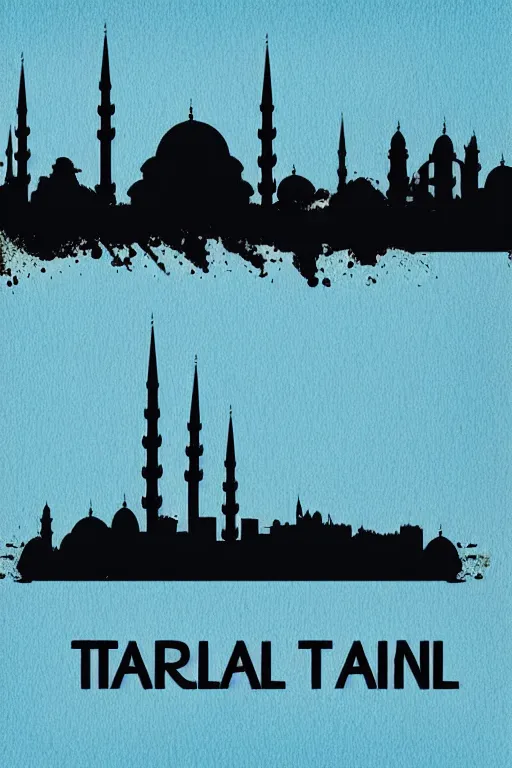 Image similar to minimalist watercolor art of istanbul skyline at sunset, illustration, vector art