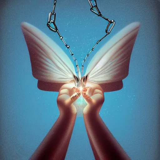 Prompt: god returned with the moth chained to his hand, there's so many things that you'll never understand, digital art