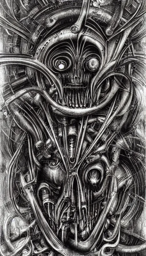 Image similar to techno artwork, by hr giger