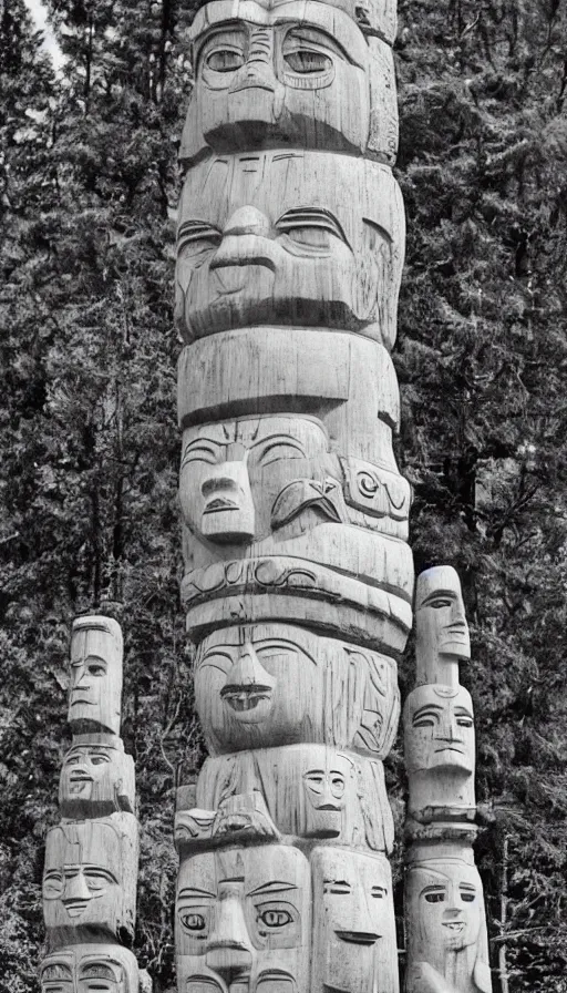 Image similar to vintage photo of totem pole of losers, very detailed, photorealistic, high resolution, highly detailed, details, good clear quality Cinematic shot.