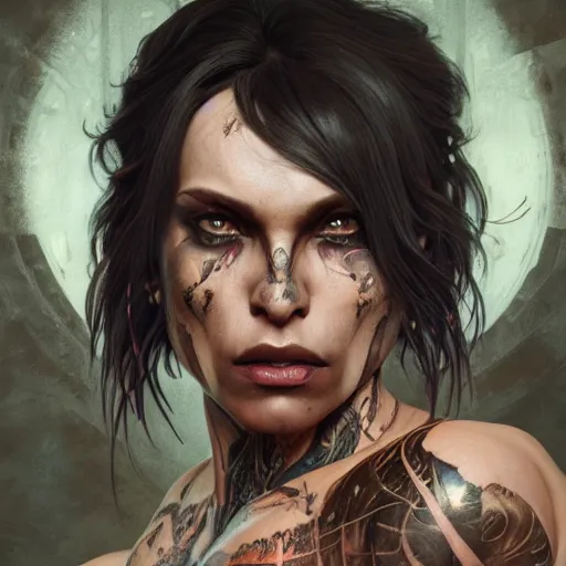 portrait painting of a muscular dark elf female sweaty | Stable Diffusion