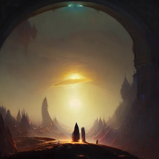 Image similar to giant crescent under construction in a magic fluffy persian carpet dimension, by greg rutkowski and gaston bussiere, dim lighting, beautiful volumetric - lighting - style atmosphere, surreal atmosphere, intricate, detailed, photorealistic imagery, trending artstation