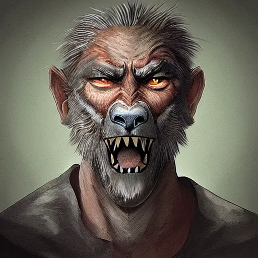 Prompt: “a fantasy digital portrait of (((an old man))), werewolf”