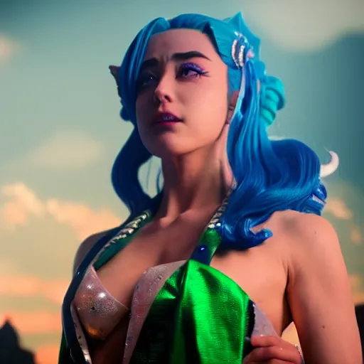 Prompt: cinematic scene with jolyne from jojo's bizarre adventure, live action film, stone ocean, dramatic, small details, volumetric lighting, still frame